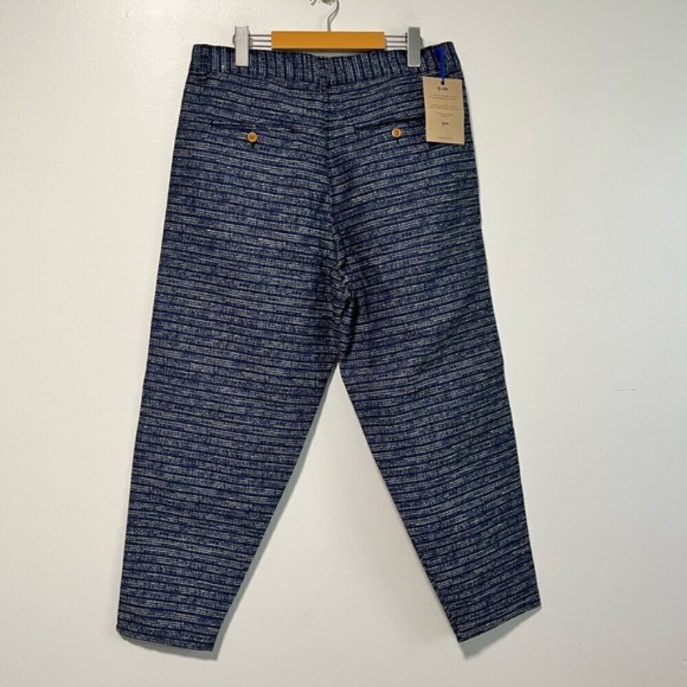 Olow Men’s Blue Textured Elastic Waist Pants Size 34 Made in Portugal BNWT - Picture 9 of 10